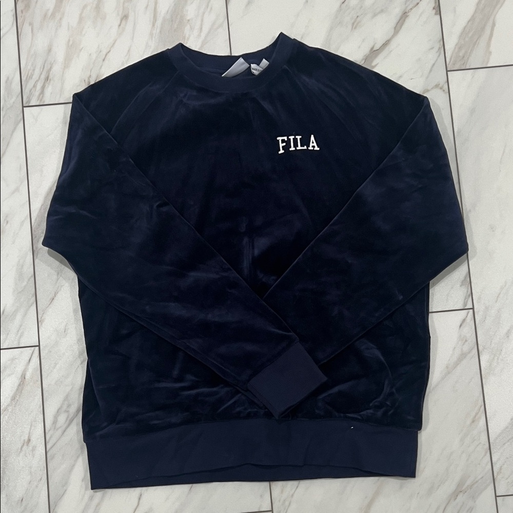 FILA Velvet Dark Blue Crewneck Sweatshirt